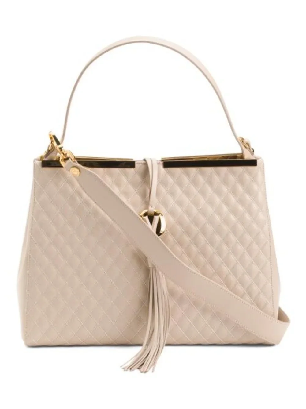 VALENTINO ORLANDI Made In Italy Leather Satchel With Gold Tone Bar Top